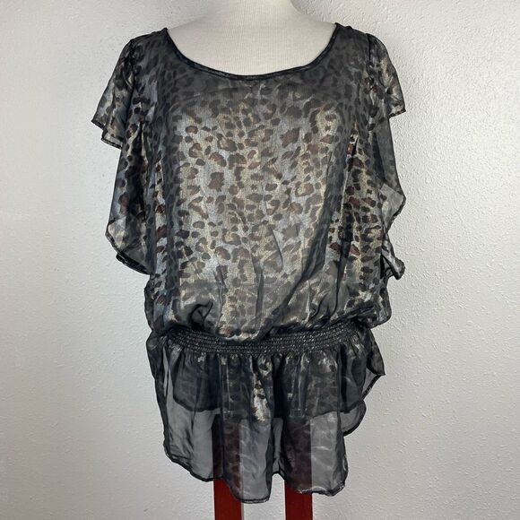 Paper Tee Sheer Black Top Size 3X EUC - Picture 1 of 6